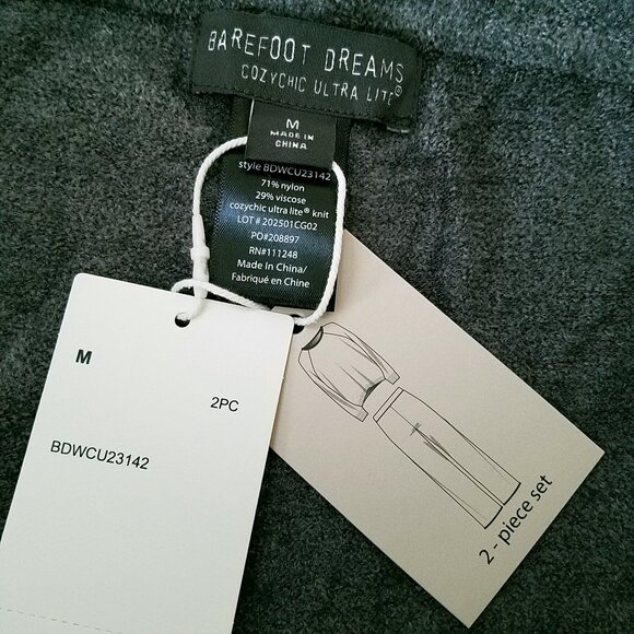 Barefoot Dreams CozyChic Ultra Lite Lounge Set – Medium – Gray – New With Tag - Picture 13 of 16